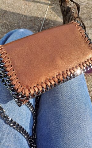 sac bandoulière métallisée cuivre boutique en ligne rose carmel