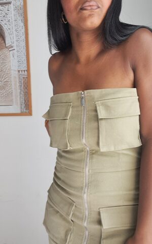 robe cargo bustier dos nu fermeture éclair et poches devant boutique en ligne Rose Carmel