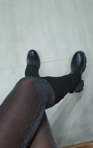 bottes hautes femme élastique chaussettes noires
