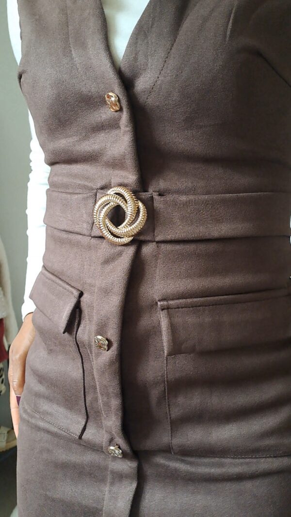 robe longue suedine fendue couleur marron modele chocolat