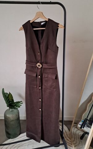 la robe longue marron fendue chocolat robe longue suedine fendue couleur marron modele chocolat