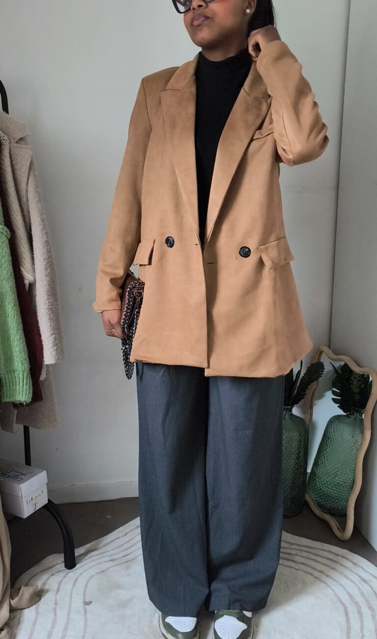 veste blazer femme manches longue couleur camel droit modèle gladys rose carmel