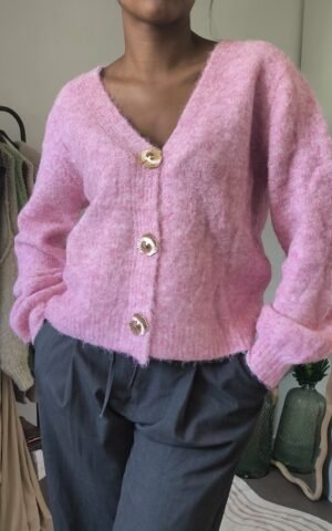 Gilet cardigan rose Gilet cardigan rose modèle sucre, boutique en ligne rose carmel