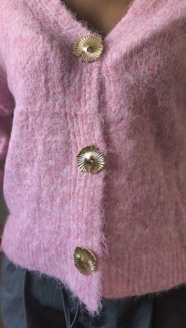 Gilet cardigan rose modèle sucre, boutique en ligne rose carmel
