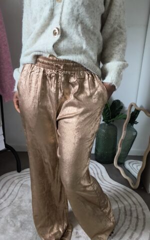 pantalon satin femme rose gold