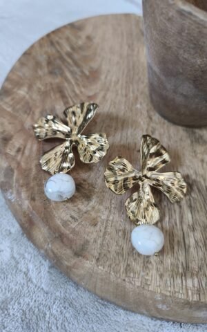 boucles d’oreilles fleur et perle boucles d'oreilles doré en acier inoxydable fleurs et perle boutique en ligne rose carmel