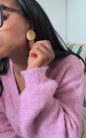 boucles d'oreilles doré en acier inoxydable motif bouton boutique en ligne rose carmel