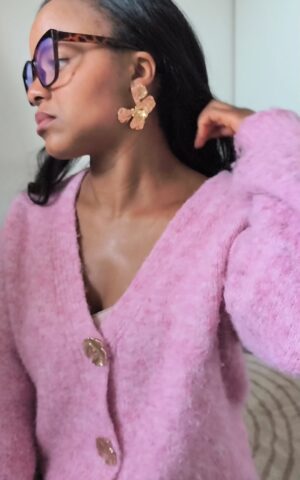 boucles d'oreilles doré en acier inoxydable motif 4 pétales fleur boutique en ligne rose carmel