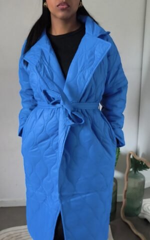 longue doudoune matelassée bleu face