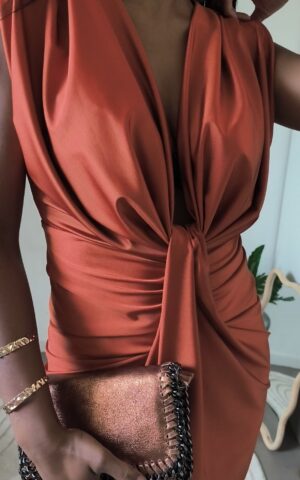 robe longue fendue couleur ambre