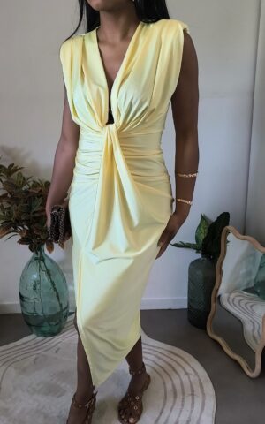 Robe longue fendue - jaune