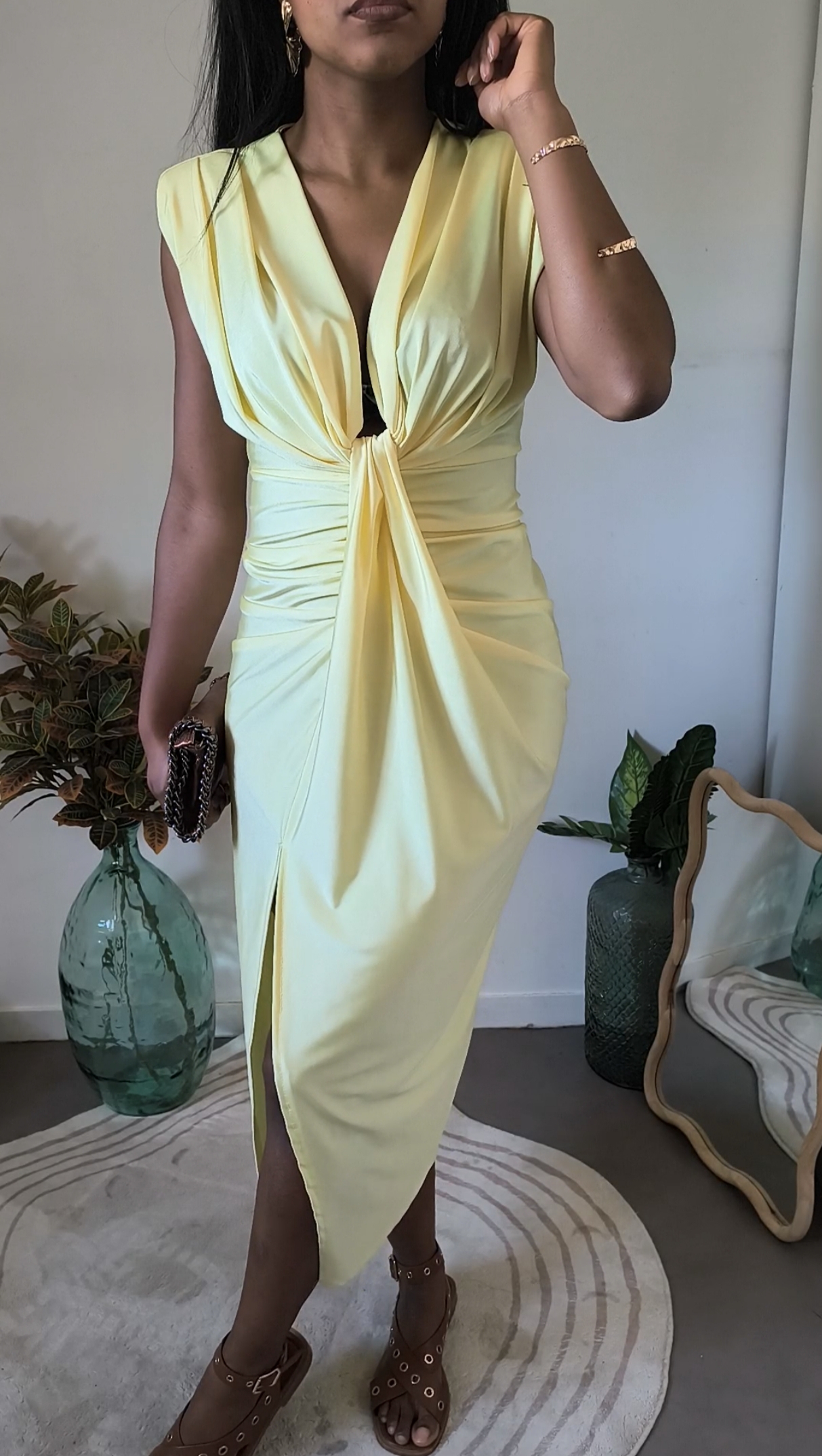 Robe longue fendue - jaune – Image 4