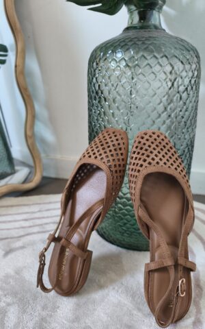 ballerines ouvertes à l'arrière couleur marron suedine