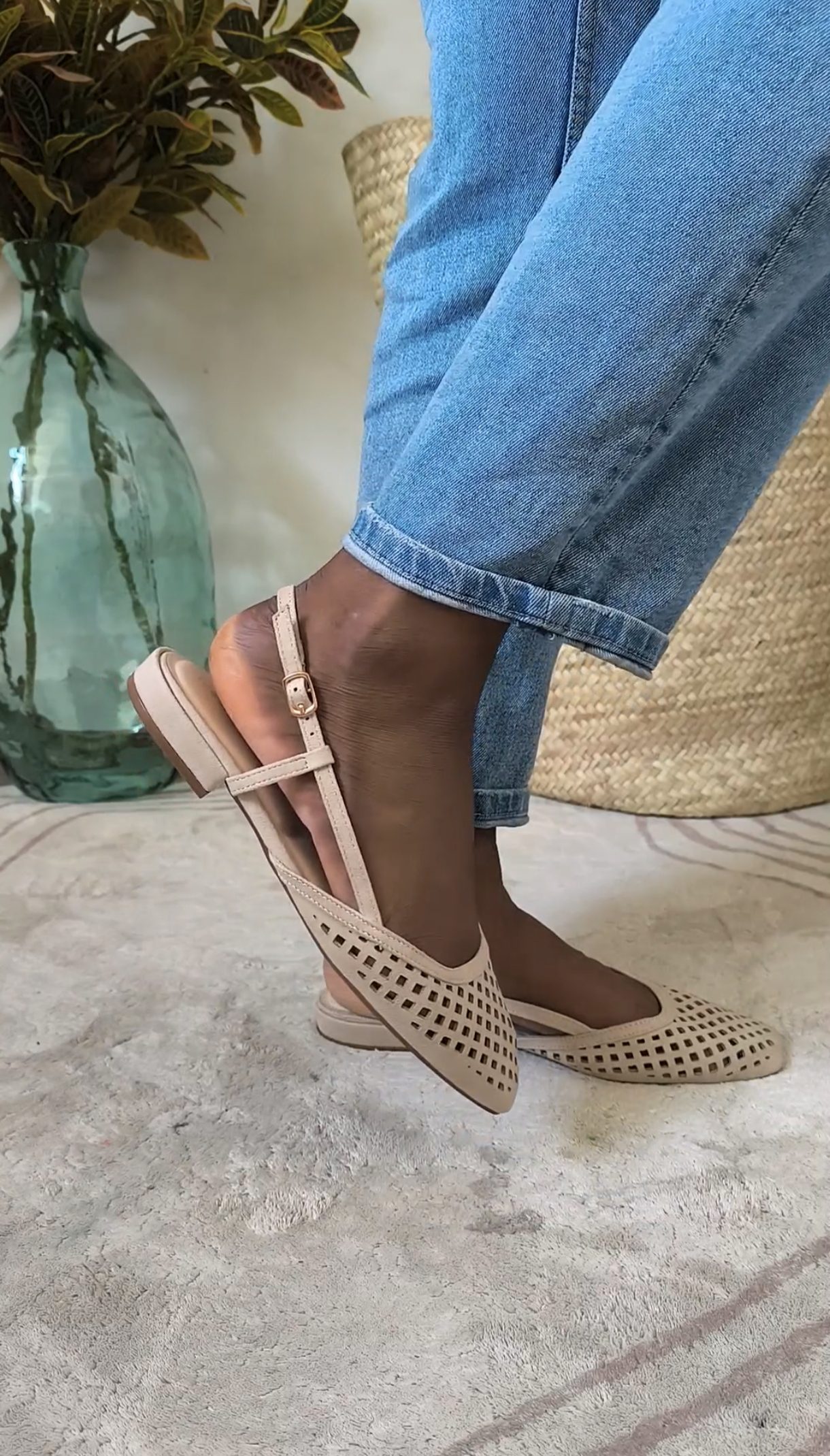 ballerines ouvertes couleur beige boutique en ligne rose carmel