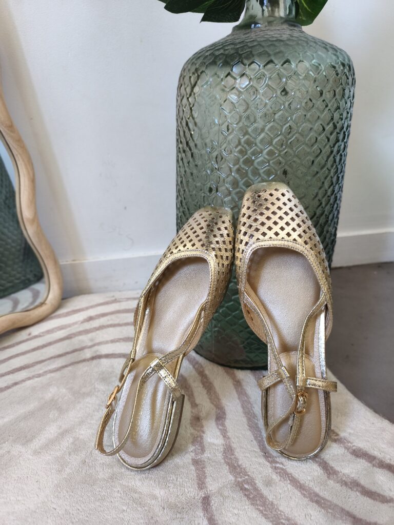 ballerines ouvertes couleur dorées boutique en ligne rose carmel