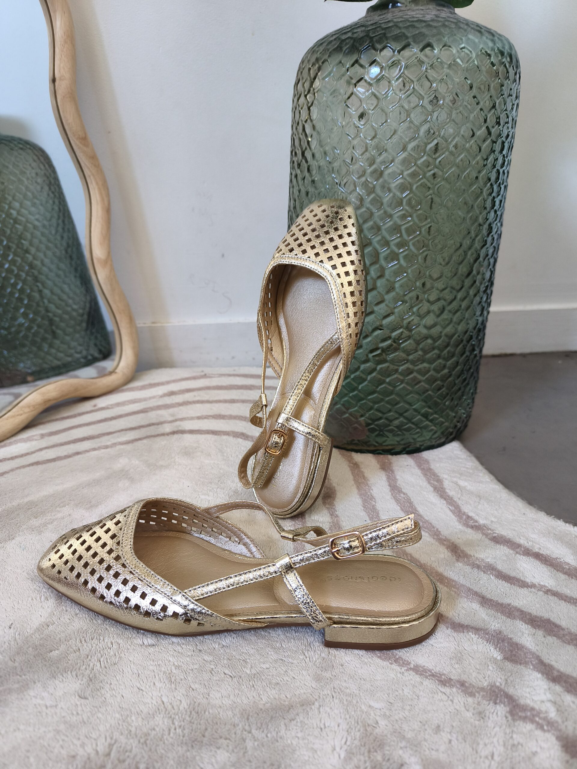 ballerines ouvertes couleur dorées boutique en ligne rose carmel