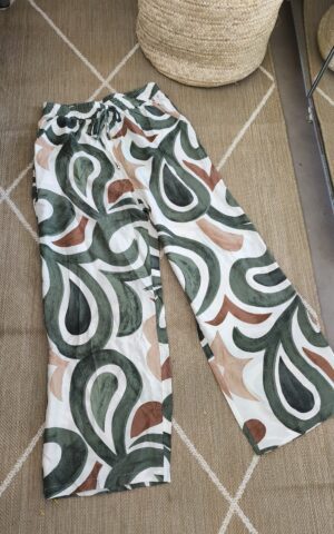 Pantalon fluide imprimé vert - léger et confortable