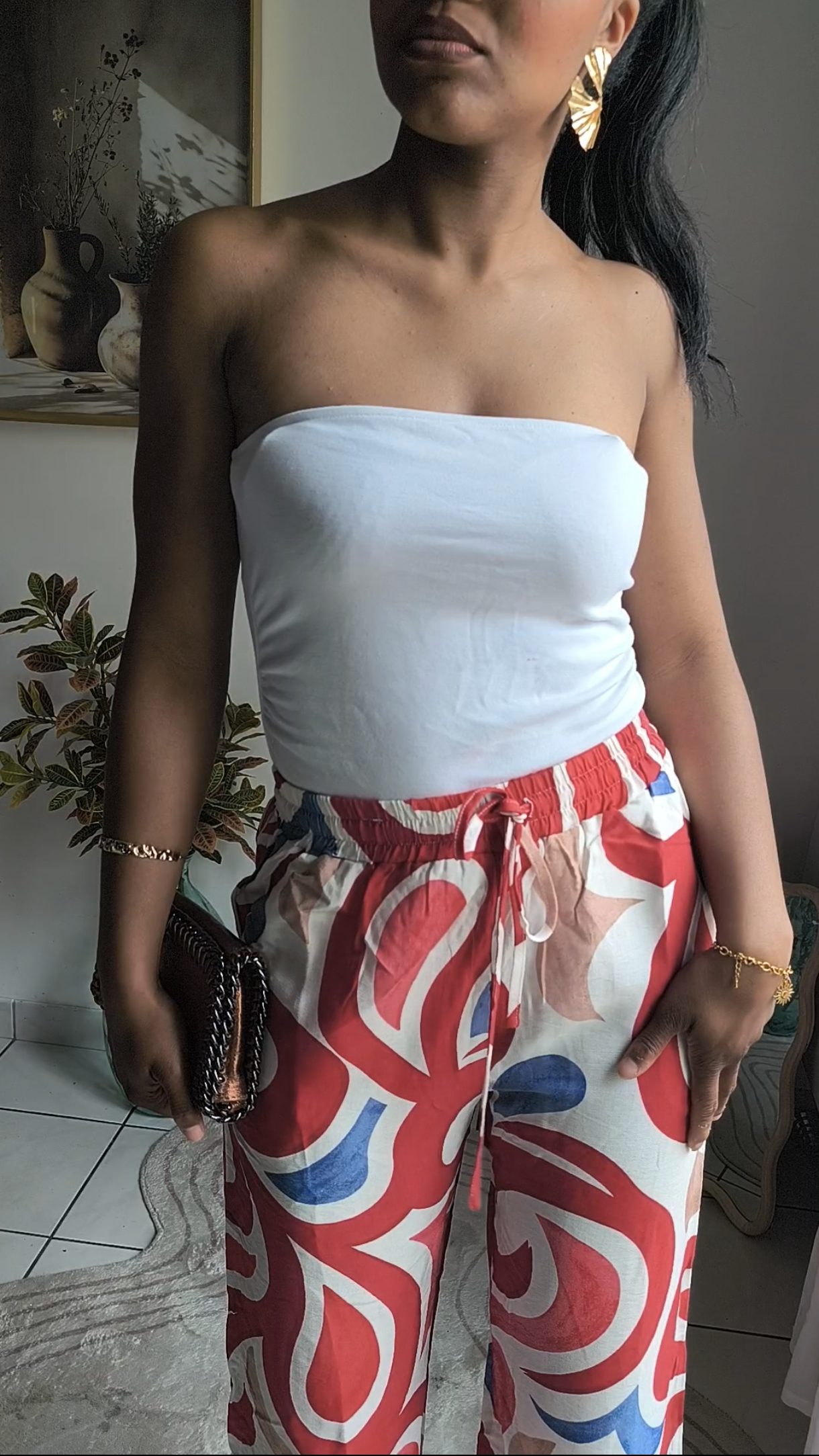 Pantalon fluide imprimé rouge - léger et confortable – Image 2