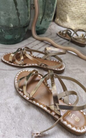 sandales plates doré femme