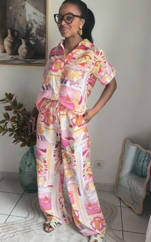 Ensemble pantalon rose - été et chic