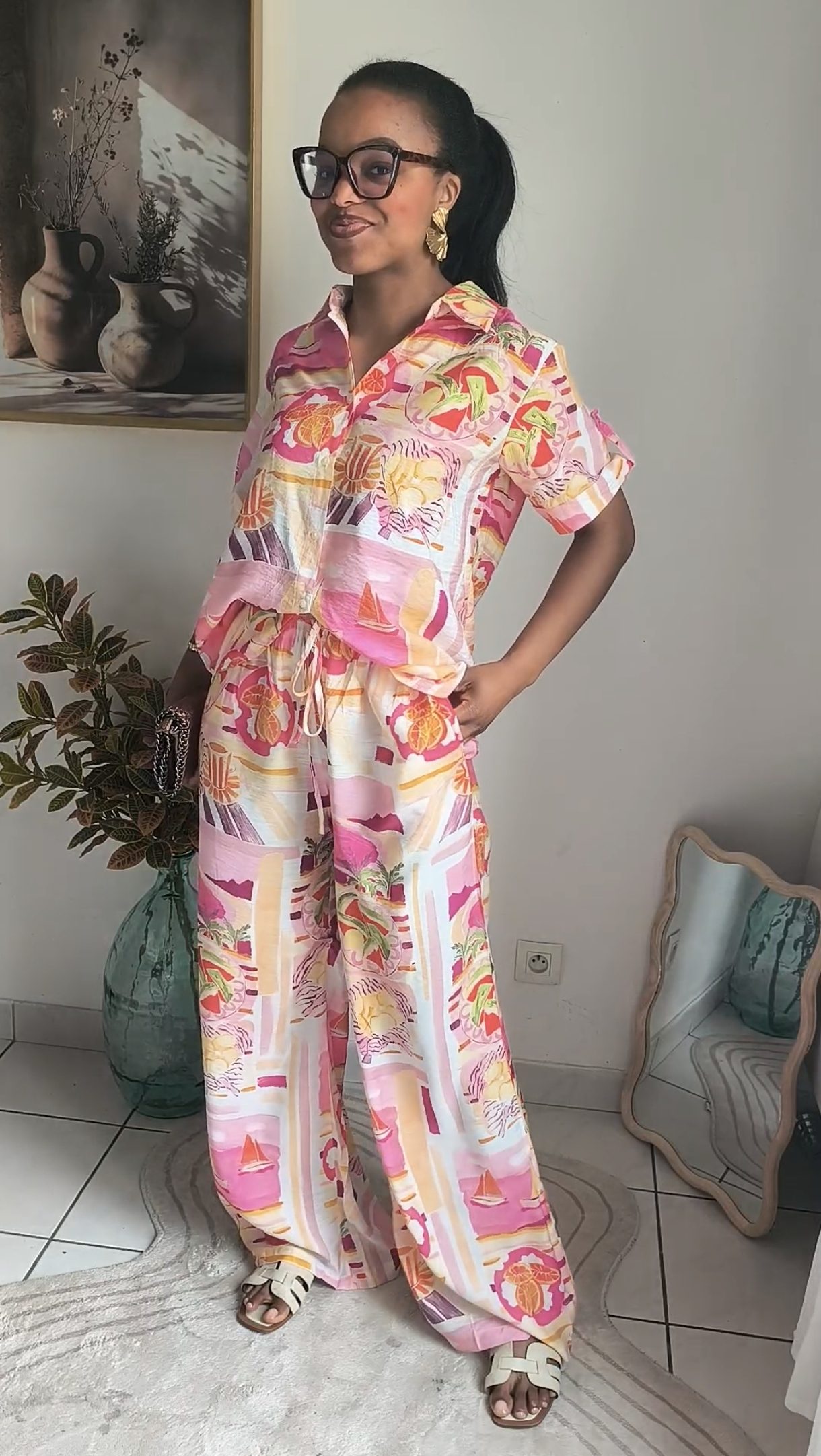 Ensemble pantalon rose - été et chic