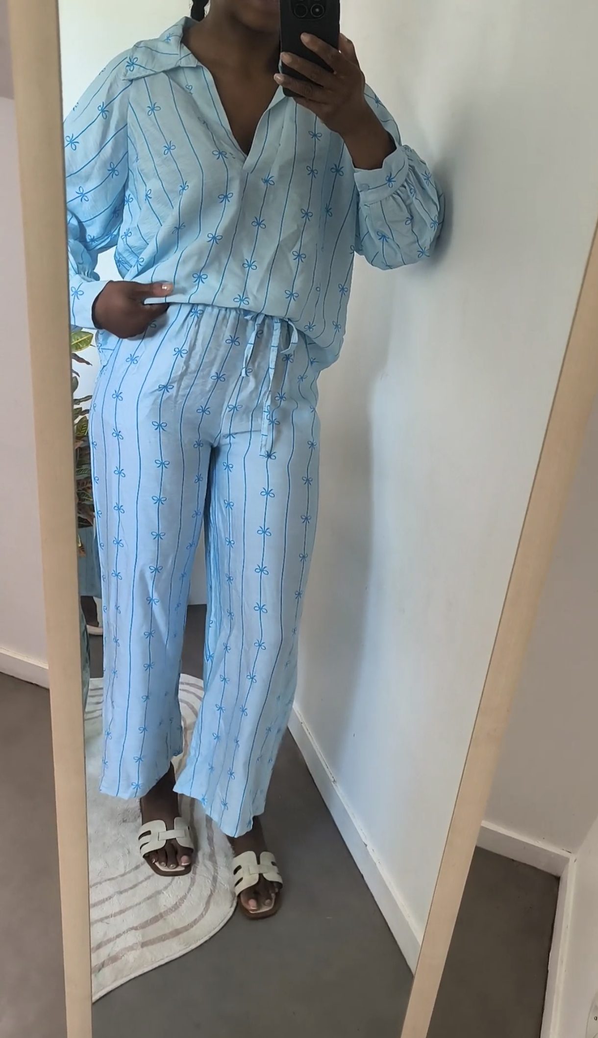 Ensemble pantalon fluide 7/8 bleu - allure légère