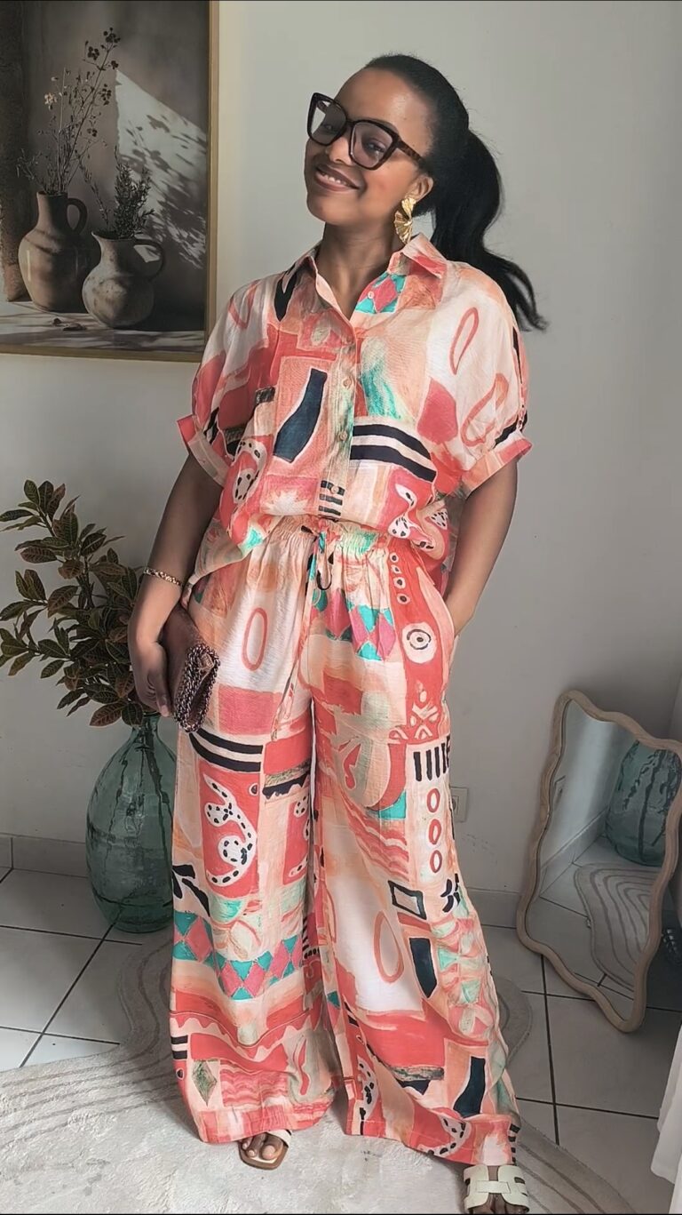 ensemble orangé pantalon haut femme