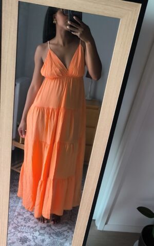 Robe longue d'été orange - légère et parfaite pour l'été