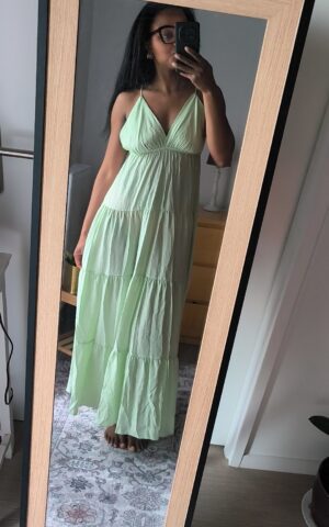 Robe longue d'été vert - légère et parfaite pour l'été