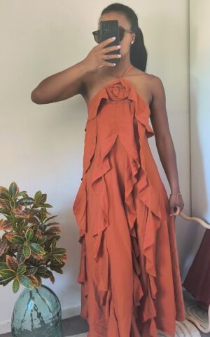 Robe longue à col licou - bohême et aérienne