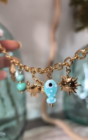 bracelet details poisson bleu boutique rose carmel acier inoxydable