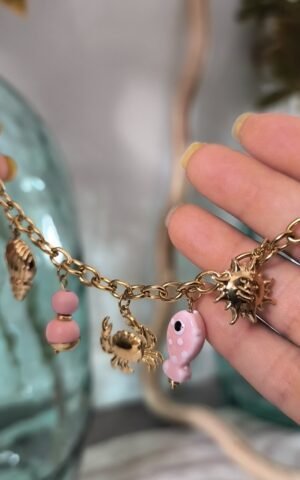 bracelet details poisson rose boutique rose carmel acier inoxydable