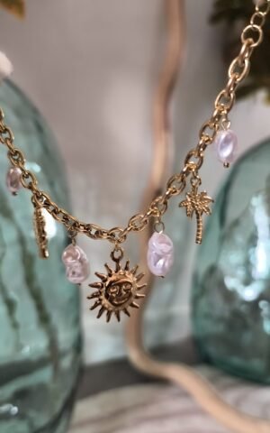 bracelet details soleil perles blanches boutique rose carmel acier inoxydable