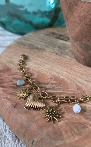 Bracelet doré avec Charms - Féminin et solaire