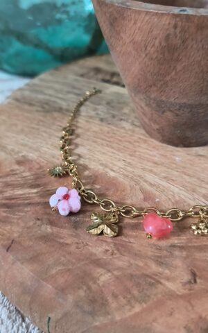 Bracelet doré avec Charms - Féminin et solaire