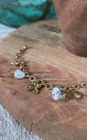 Bracelet doré avec Charms - Féminin et solaire