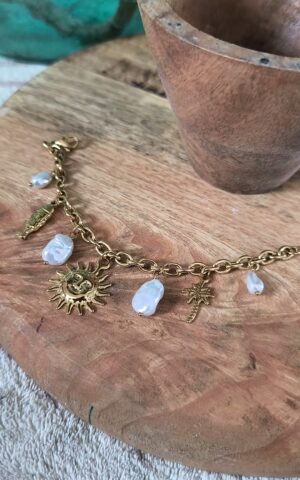Bracelet avec Charms doré - Féminin et solaire