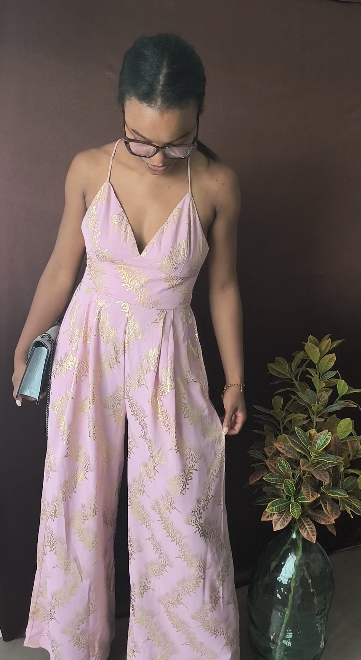Combinaison pantalon rose Jazmine à motifs - Chic et lumineuse