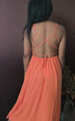 dos robe mango couleur orange rose carmel