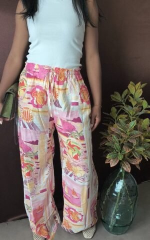 Pantalon long rose fluide - chic et ultra confortable