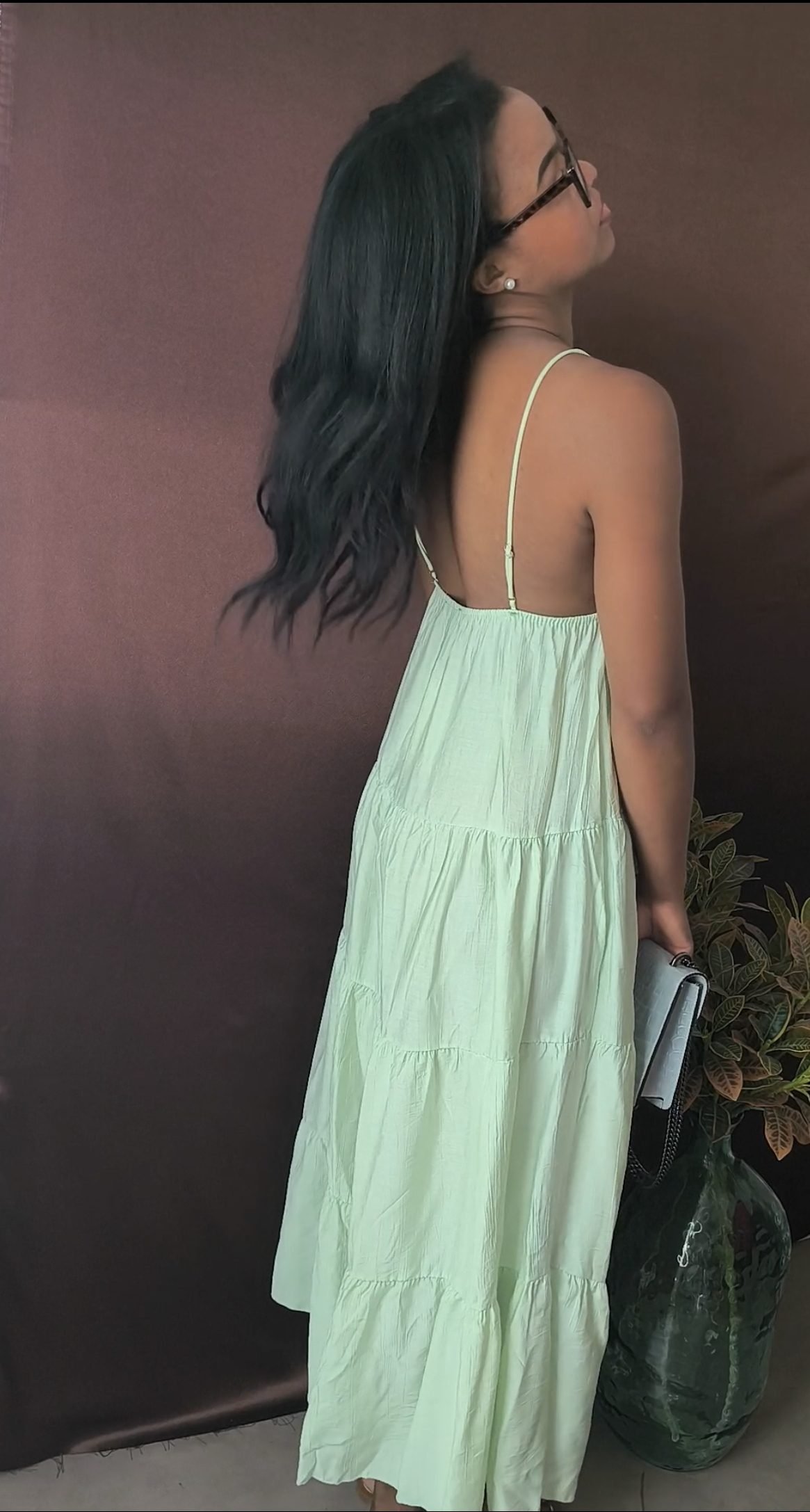 Robe longue verte - légère et sans manches – Image 2