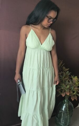 Robe longue verte - légère et sans manches