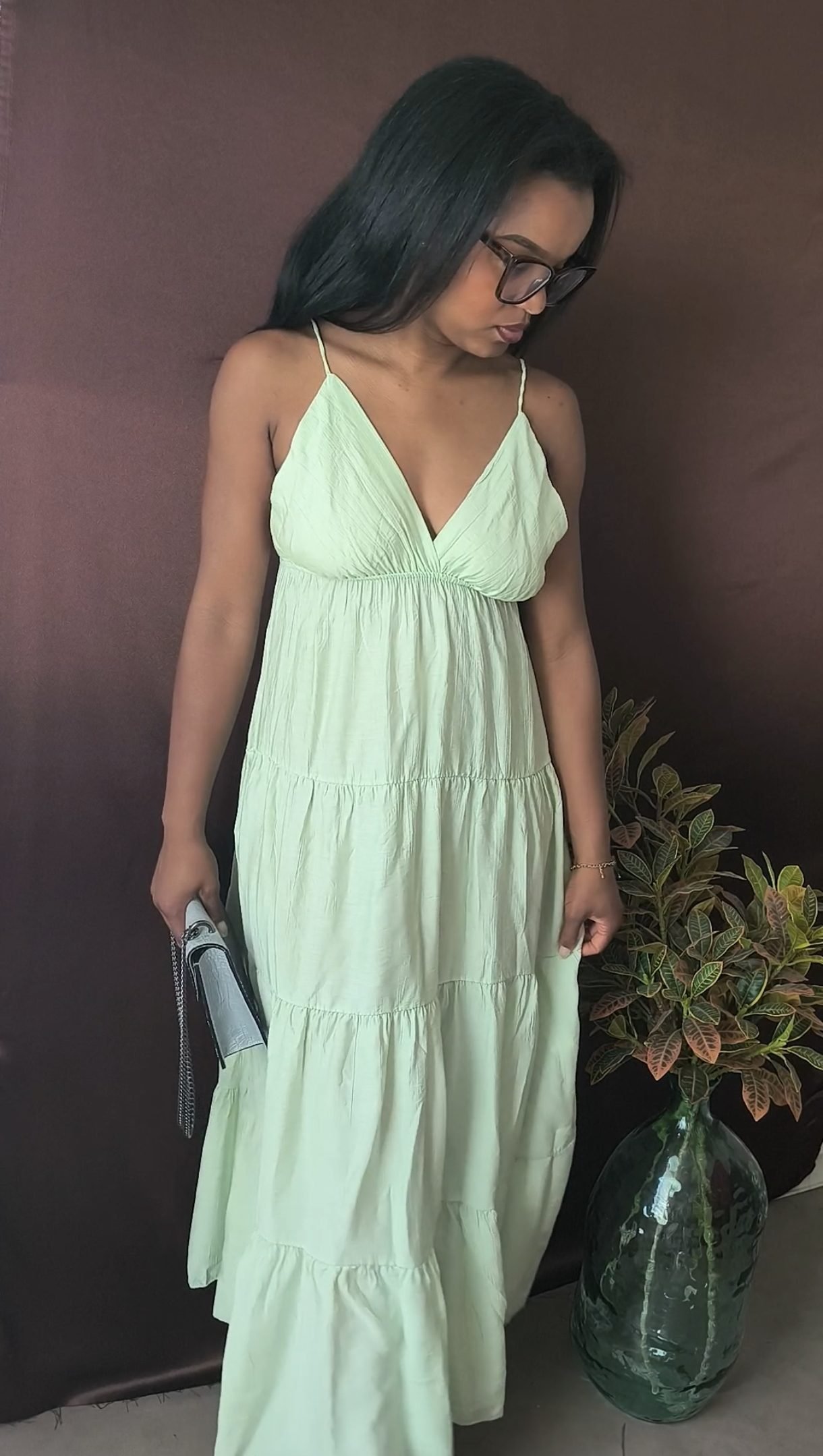Robe longue verte - légère et sans manches