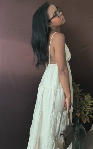 robe sans manches ivoire rose carmel