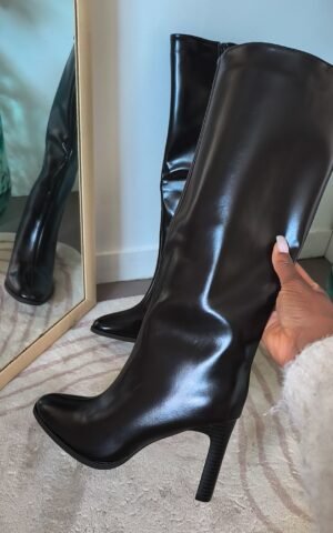 Bottes hautes à talons marron foncé femme - chic en automne